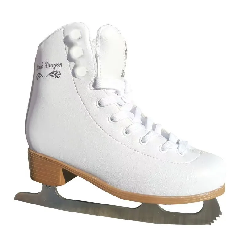 Black Dragon Pattern Ice Skating Shoes - Stripes in White and Black. Suitable for Both Men and Women Warm, Thick Anti-slip Adult