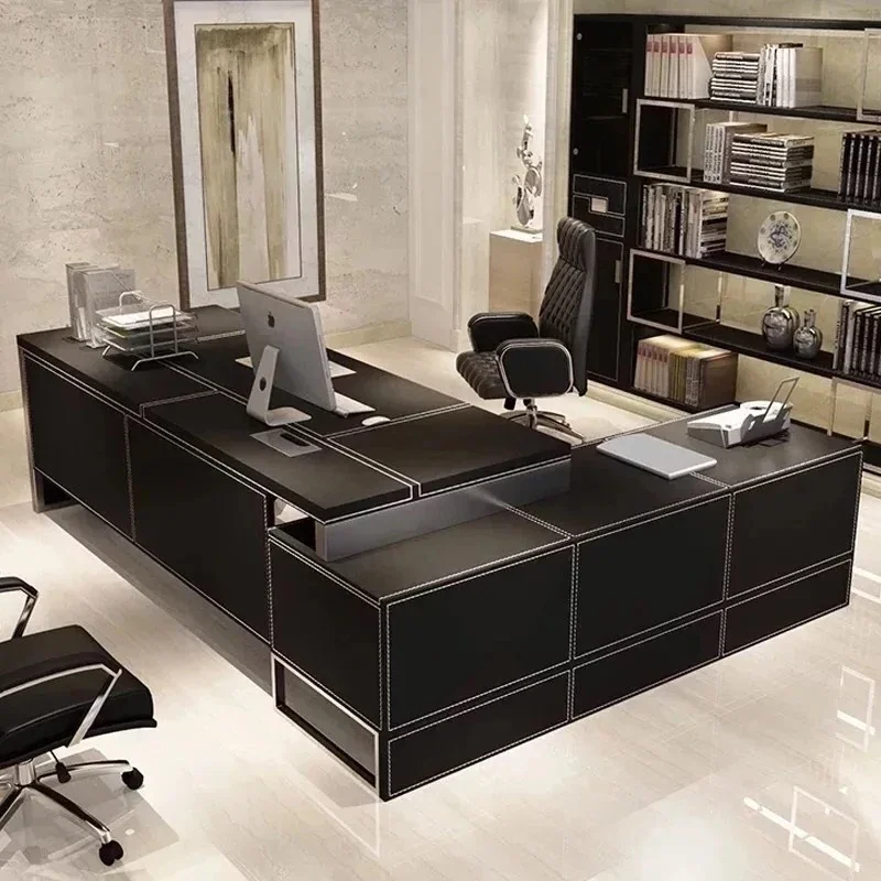 Black Unusual Office Desk Minimalist Design Secretary Conference Computer Desks In Stock L Shaped Mesa De Escritorio Furniture