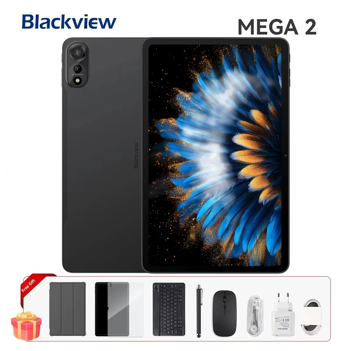 Blackview MEGA 2 Tablet PC Set With Keyboard, Mouse, Stylus, 12'' 2K Display 12GB+24GB RAM 256GB ROM, Android 15 Tablet, 9000mAh