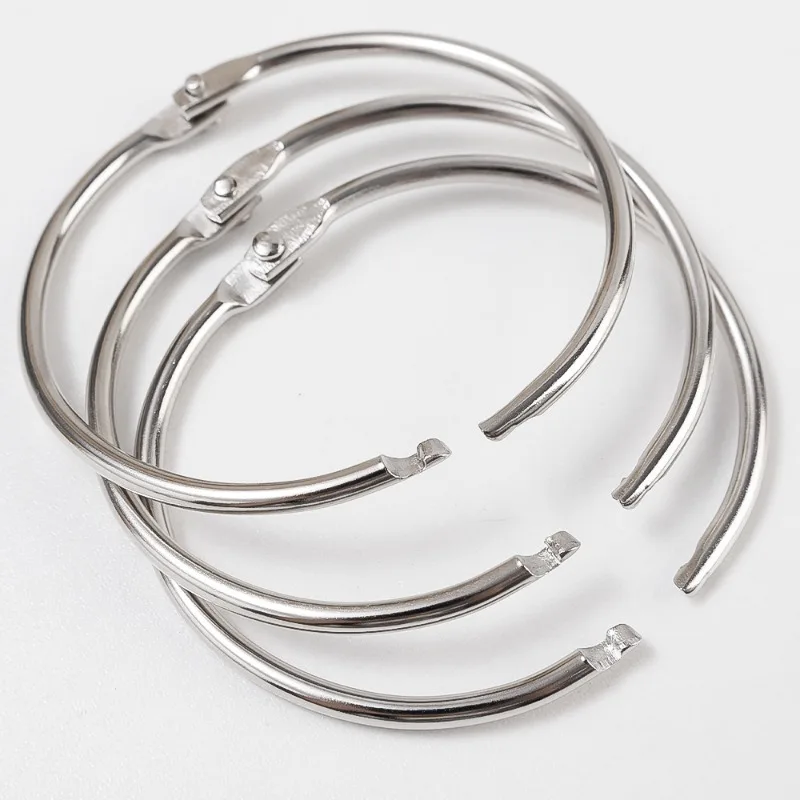 Book Binder Rings Metal Loose Leaf Binder Ring Clips Nickel Silver Keychain Ring for Index Flash Cards Office School Supplies