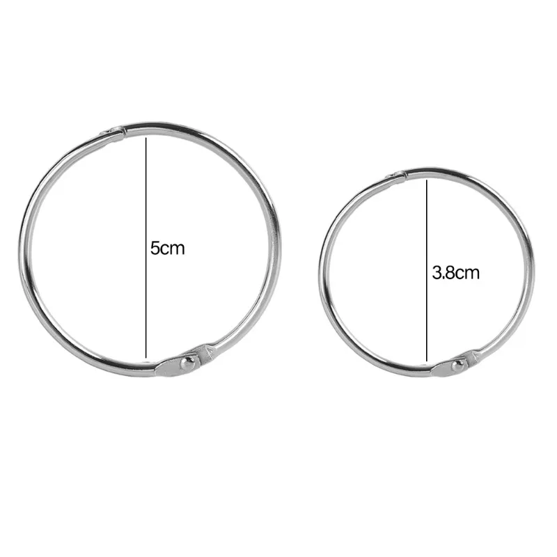 Book Binder Rings Metal Loose Leaf Binder Ring Clips Nickel Silver Keychain Ring for Index Flash Cards Office School Supplies