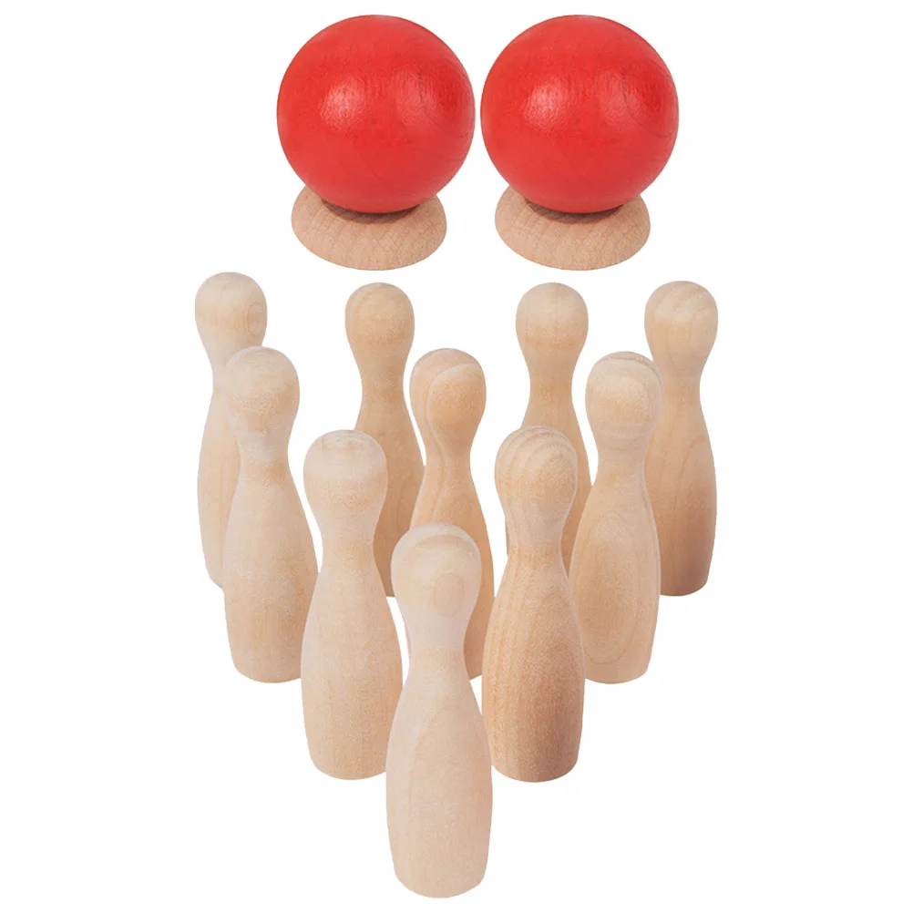 Bowling Desktop Toys Outdoor for Kids Game Log Wooden Indoor Games Child Toddlers