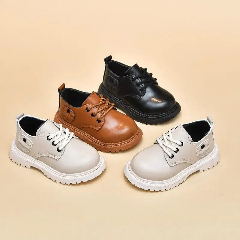 Boy Girls School Uniform Shoes Children Soft Bottom Anti-skid PU Leather Shoes for Party Wedding Kids Breathable Casual Shoes