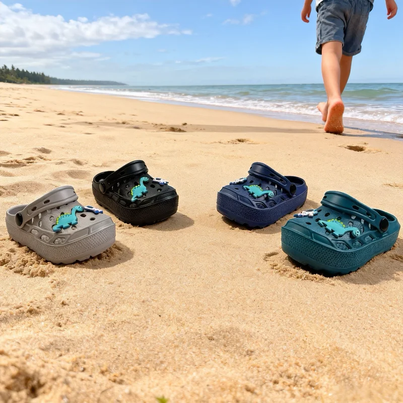 Boys Dinosaur Clogs Summer Beach Shoes Breathable Sandals Kids Cartoon Slippers Toddler Footwear