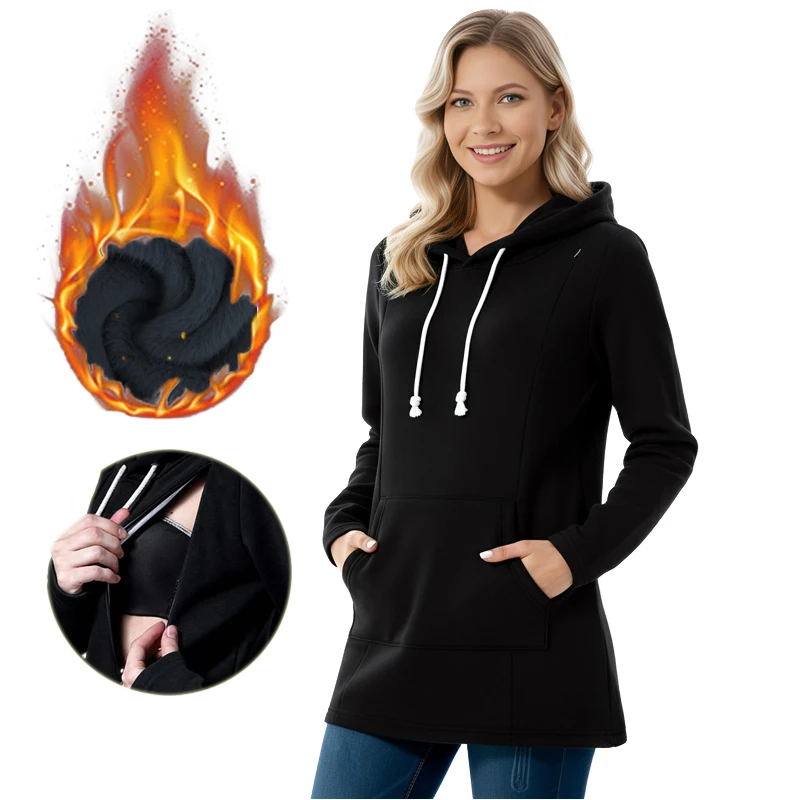 Breastfeeding Hoodies Maternity Sweatshirt Women Nursing Multiple Colors Long Sleeves Hooded Autumn And Winter Pregnant Clothes