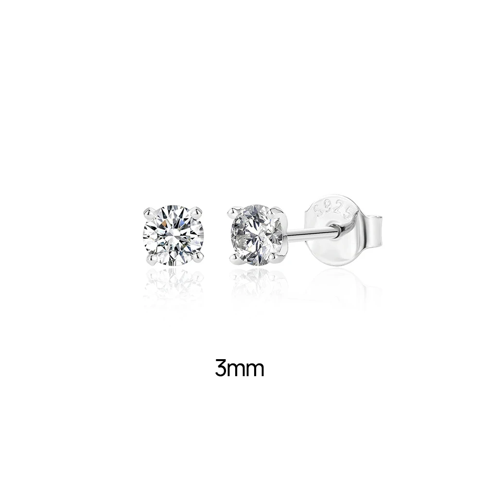 CANNER 0.5-1.2 Carat D Color Moissanite Ear Stud Earrings For Women 925 Sterling Silver Sparkling Piercing Earring Fine Jewelry