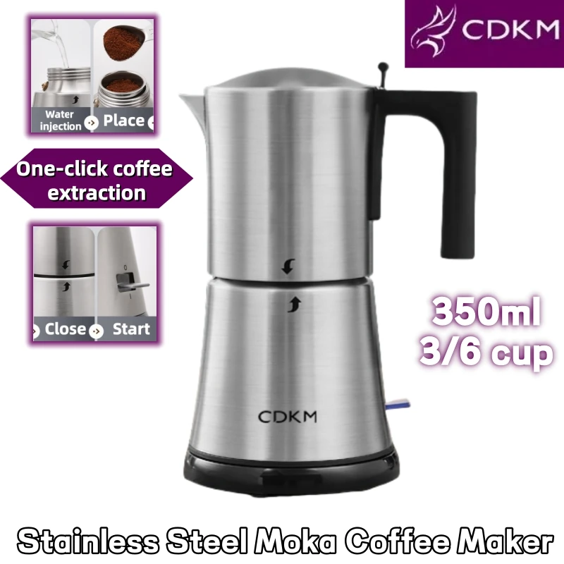 CDKM Moka Pot SUS304 Stainless Steel Mocha Espresso Coffee Electric Espresso Kettle Espresso for Office Kitchen Italian Coffee