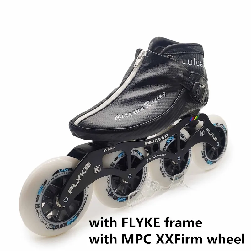COOL Street CITYRUN Vulcan Carbon Fiber Inline Speed Skates Patines with Zip Lock Race Competition 4 Wheels Shoes 100 110mm