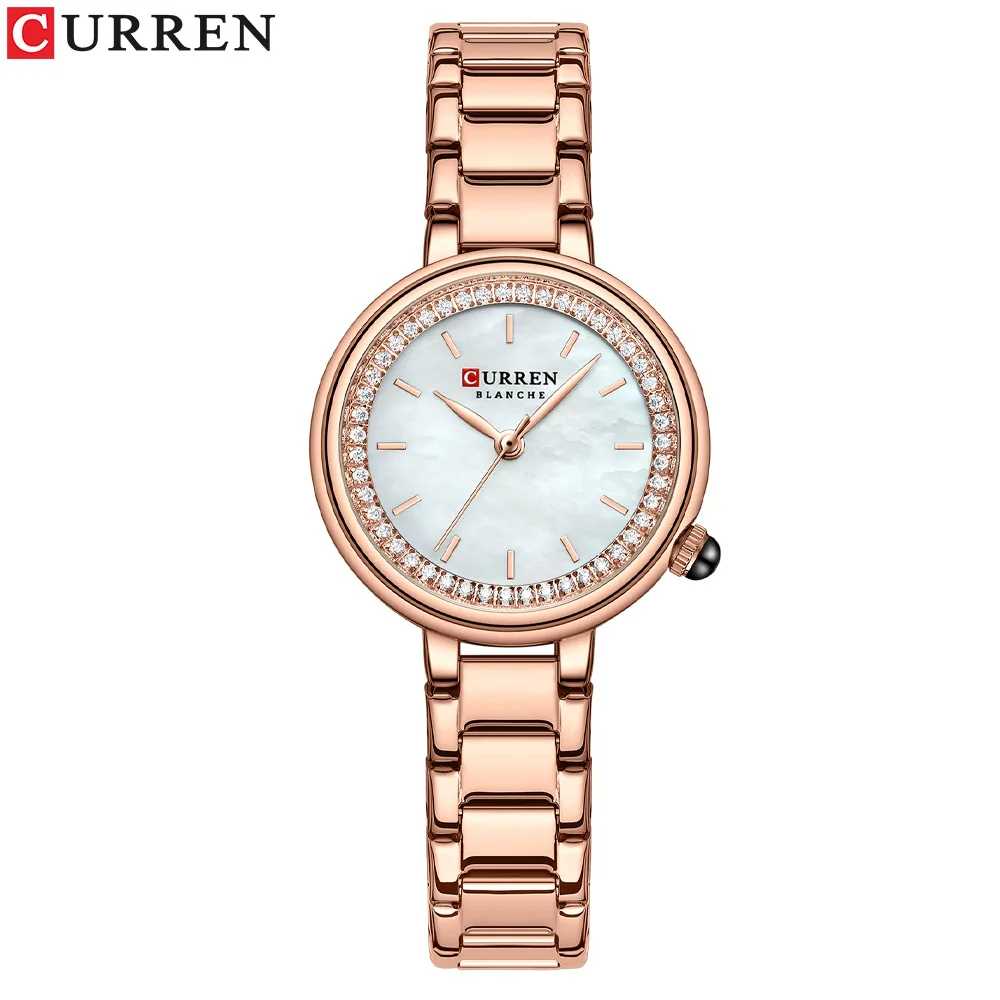 CURREN 9089 Diamond-studded Quartz Watch for Ladies, Stylish Stainless Steel Strap Wristwatch