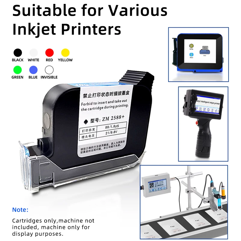 Cartridge 12.7mm 25.4mm TIJ Online Handheld Mini Inkjet Printer Fast Drying Water-proof Solvent Ink Original