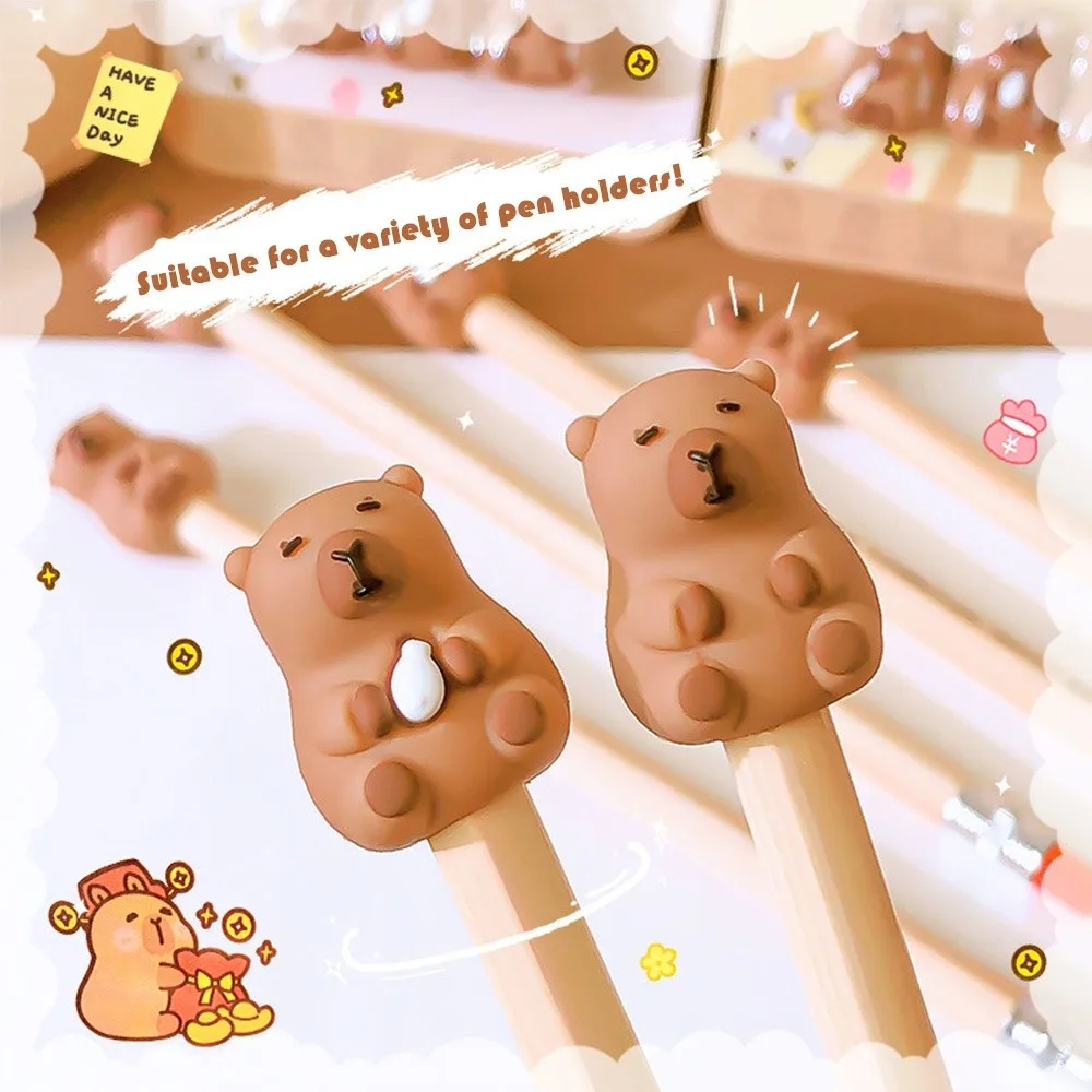 Cat Shape Pencil Nib Protective Cap Correction Stationery 2 in 1 Pencil Extender Capybaras Pen Top Cover School Office Supplies