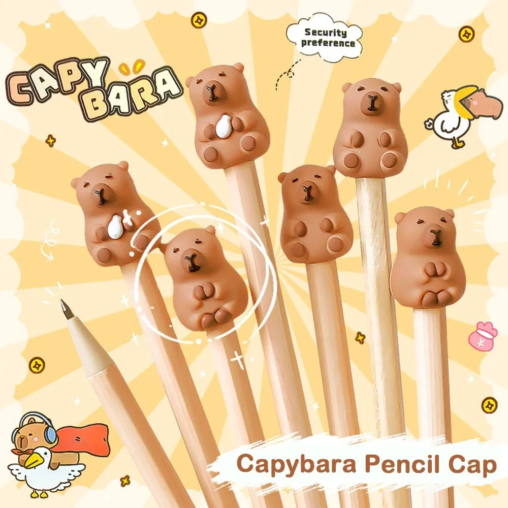 Cat Shape Pencil Nib Protective Cap Correction Stationery 2 in 1 Pencil Extender Capybaras Pen Top Cover School Office Supplies