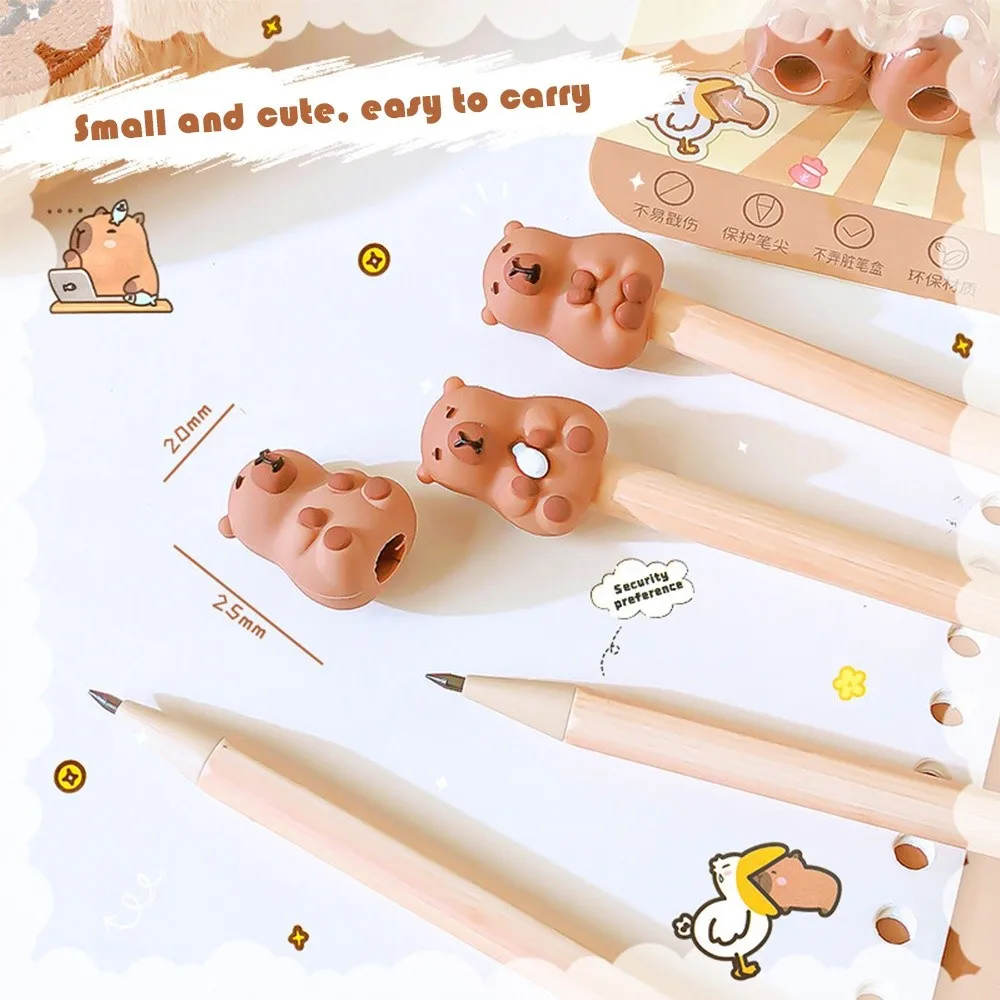 Cat Shape Pencil Nib Protective Cap Correction Stationery 2 in 1 Pencil Extender Capybaras Pen Top Cover School Office Supplies