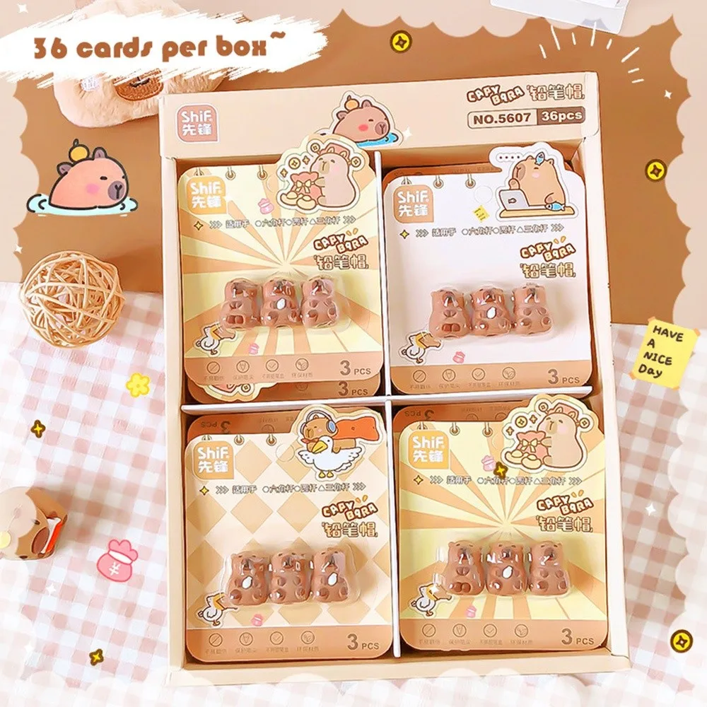 Cat Shape Pencil Nib Protective Cap Correction Stationery 2 in 1 Pencil Extender Capybaras Pen Top Cover School Office Supplies