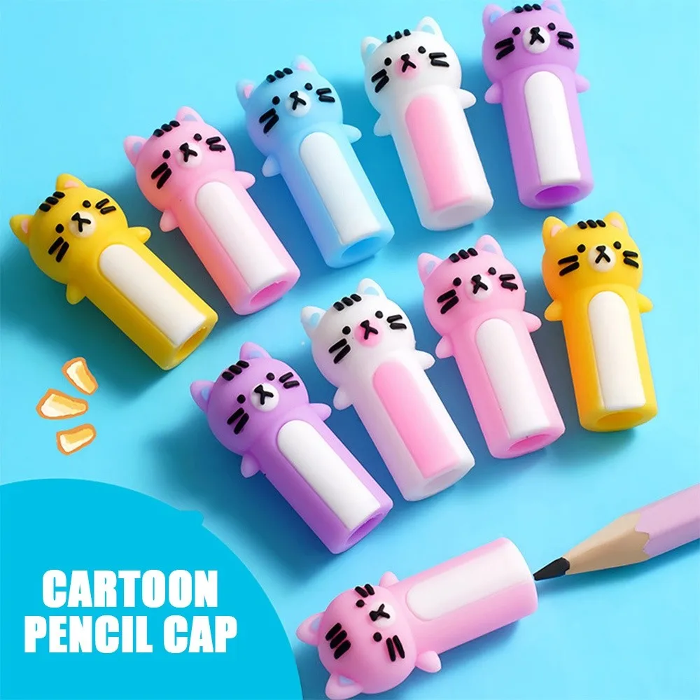 Cat Shape Pencil Nib Protective Cap Correction Stationery Capybaras Pencil Extender 2 in 1 Pen Top Cover Students Gift