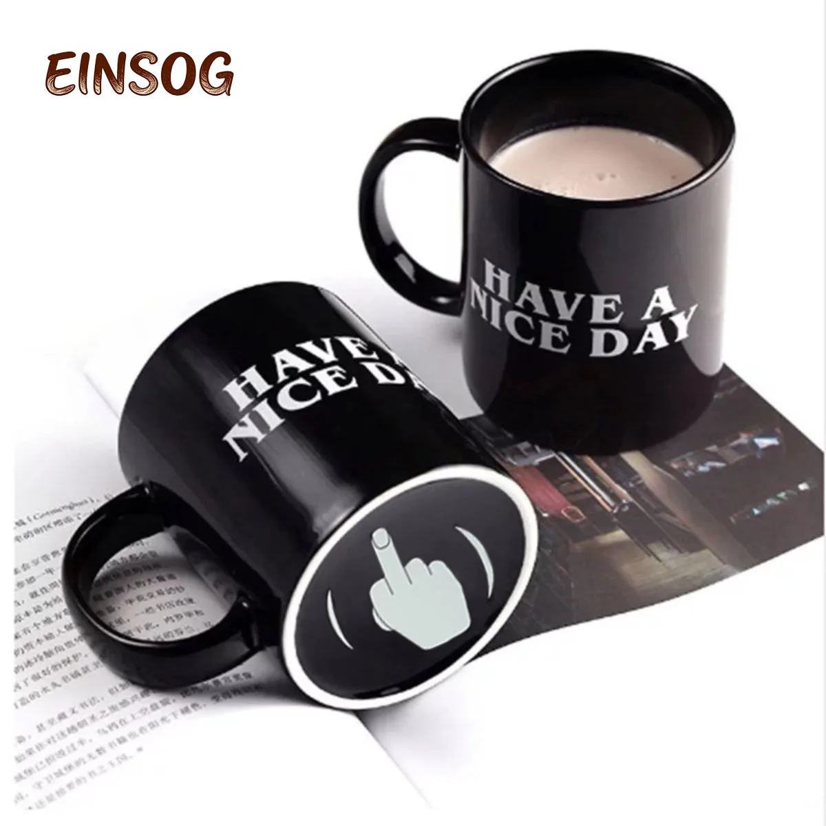 Ceramic Coffee Mug with Vertical Middle Finger Creative Relaxed Friendly Hand Milk Tea Cup New Style Office Mug Drinkware Gift