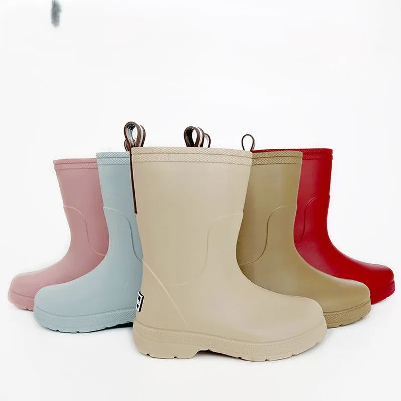 Children's Rain Shoes 2025 New Super Soft and Breathable Mid Sleeve Lightweight Anti slip Rain Shoes for Boys and Girls