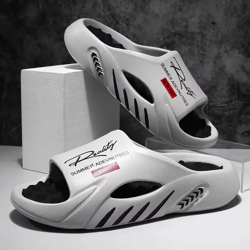 Chinelos de massagem de eva masculinos de verão ao ar livre indoor caminhadas praia sapatos casuais fundo macio chinelos confortáveis tamanho grande 48-49