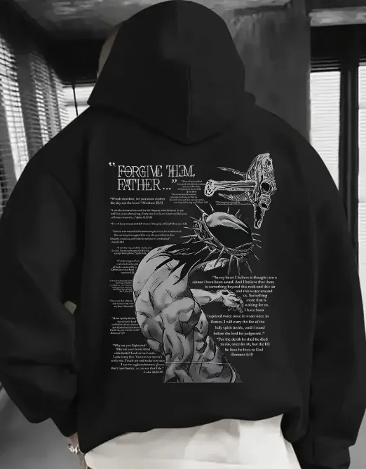 Christian Jesus Merch Forgives Father's Bible Day Printed Hoodie Men's Streetwear Hip-hop Sportswear Casual Top CJ2
