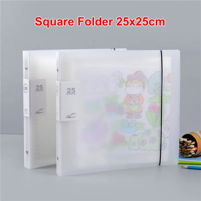 Clear Square Folder 25x25cm Photocard Binder HD Transparent Sleeves Portfolio Booklet 12x12 Card Binder Square Drawing Folder
