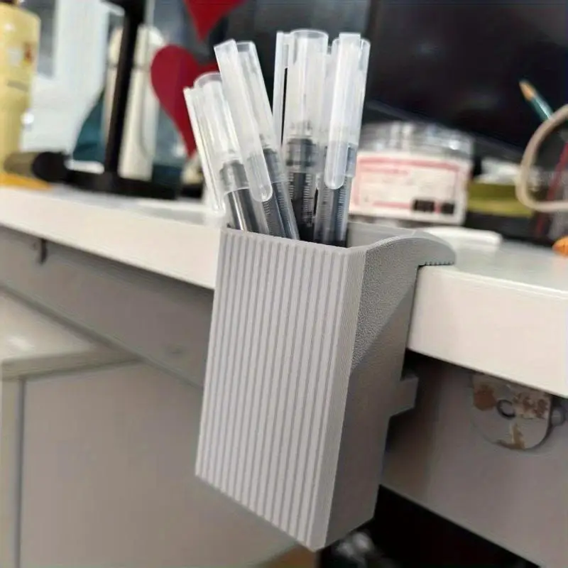 Clip-On Desk Pen Holder No-Drill Adjustable Side Table Pencil Organizer Office Stationery Desk Accessory