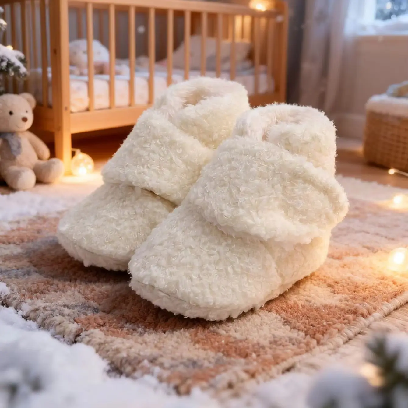 Comfortable and warm plush baby boots for babies boys and girls, anti slip winter cotton shoes for newborns