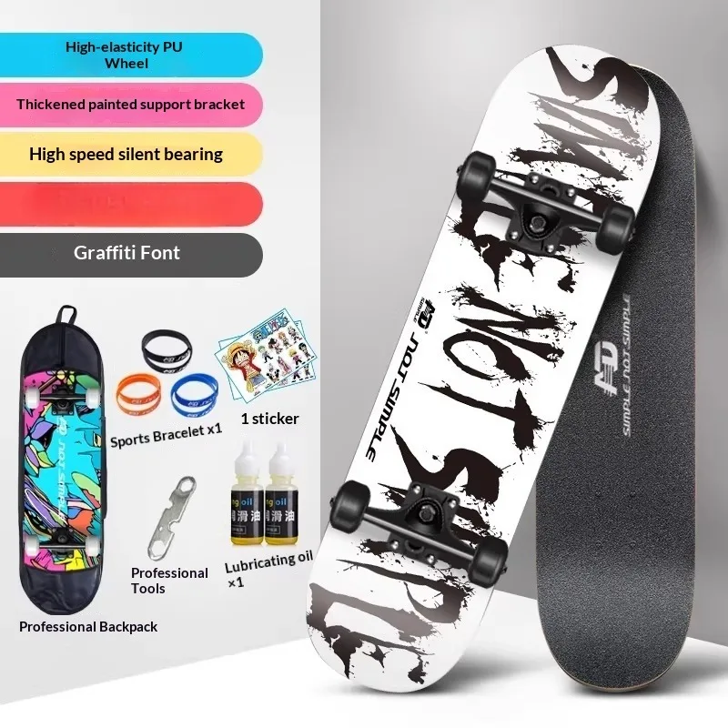Complete Cruiser Skateboard Portable Lightweight LED PU Wheels ABEC9 Bearings Durable Deck Commuter Street Park Adults Kids