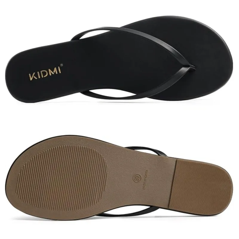 Comwarm 2026 Thong Flip Flops for Women Summer Beach Sandals for Women Vegan Leather Fashion Flat Slippers with Rubber Sole