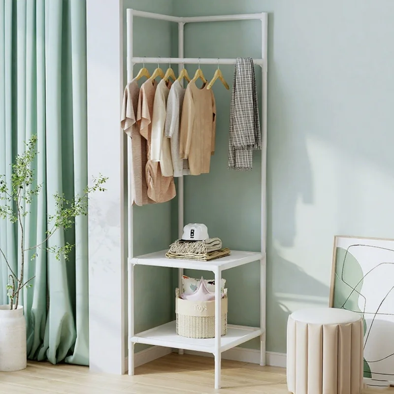 Corner Coat Hat Rack Multifunction Multi-Layer Floor Standing Corner Hanger Detachable Removable Metal Clothing Storage Shelf