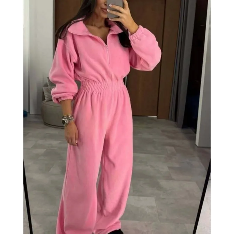 Corset Jumpsuits for Women Fall Casual Sweatsuits Long Sleeve Zip Sweatshirts Jogger Sweatpants One Piece Romper Outfits