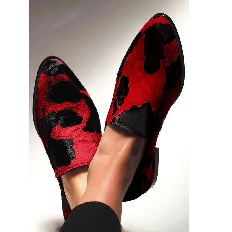 Cow Pattern Pointed Toe Casual Flat Loafers Women Boat Shoes Shallow Single Shoes