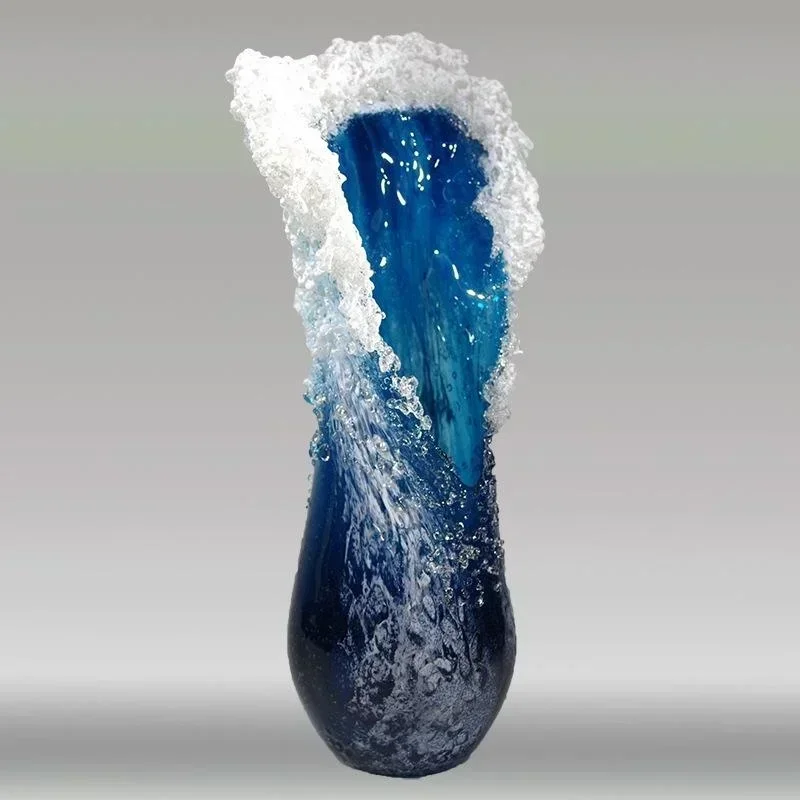 Creative Blue Wave Vase Wave Shaped Blue Ocean Wave Resin Vase Decoration Nordic Style Home Decoration Wave Vase Ornament