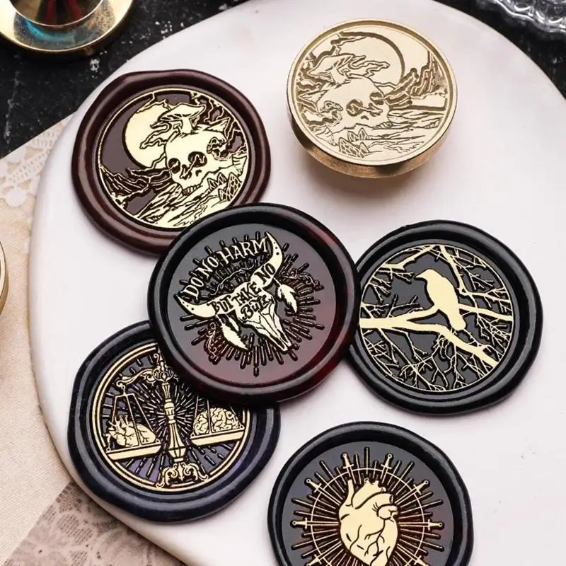 Crow Witch Element Pattern Wax Seal Stamp Head Retro Stamp Shape Sealing Scrapbooking Craft Wedding Decorative