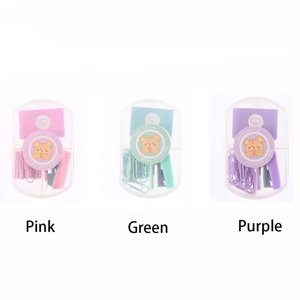 Cute Mini Stapler Set With Staples Morandi Color Metal Binding Tools Student Supplies School Office Stationery Pink Purple Green