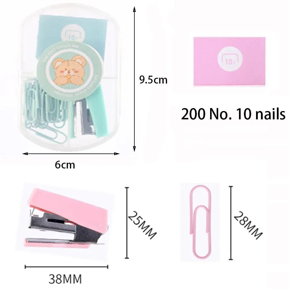 Cute Mini Stapler Set With Staples Morandi Color Metal Binding Tools Student Supplies School Office Stationery Pink Purple Green
