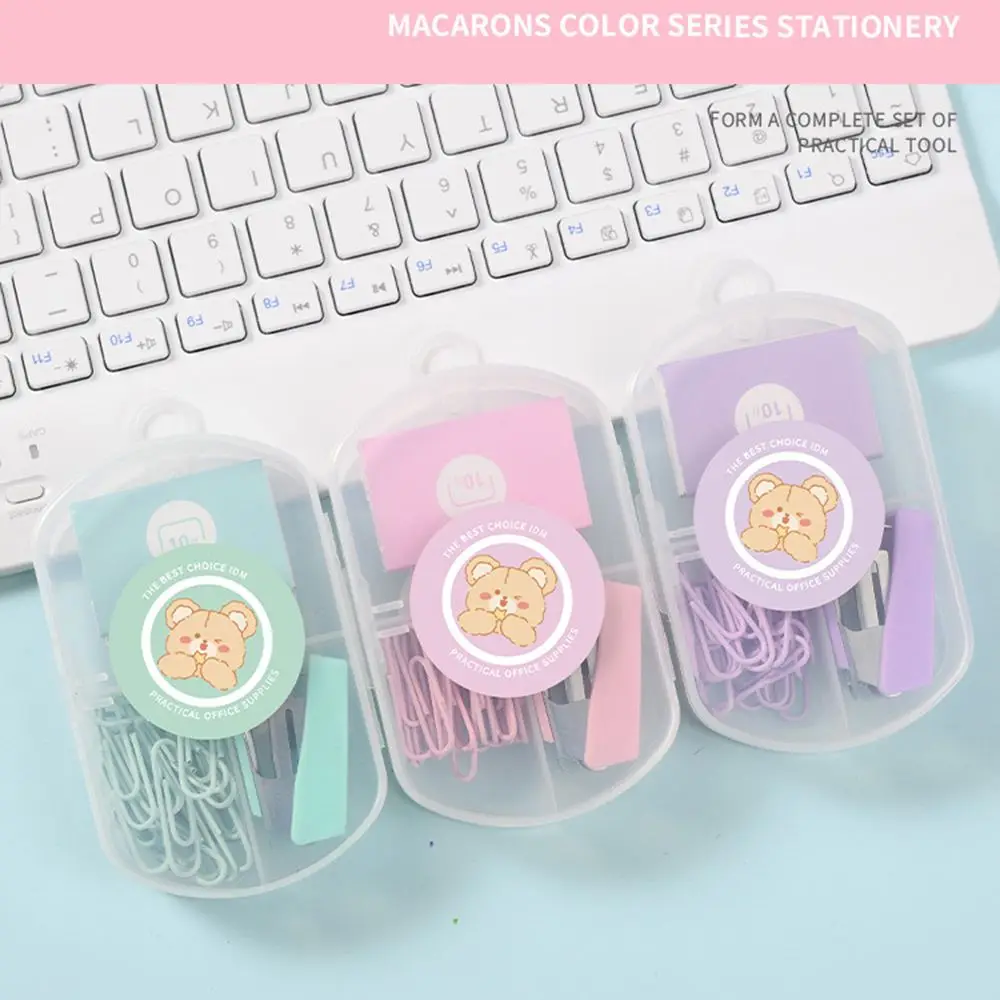 Cute Mini Stapler Set With Staples Morandi Color Metal Binding Tools Student Supplies School Office Stationery Pink Purple Green