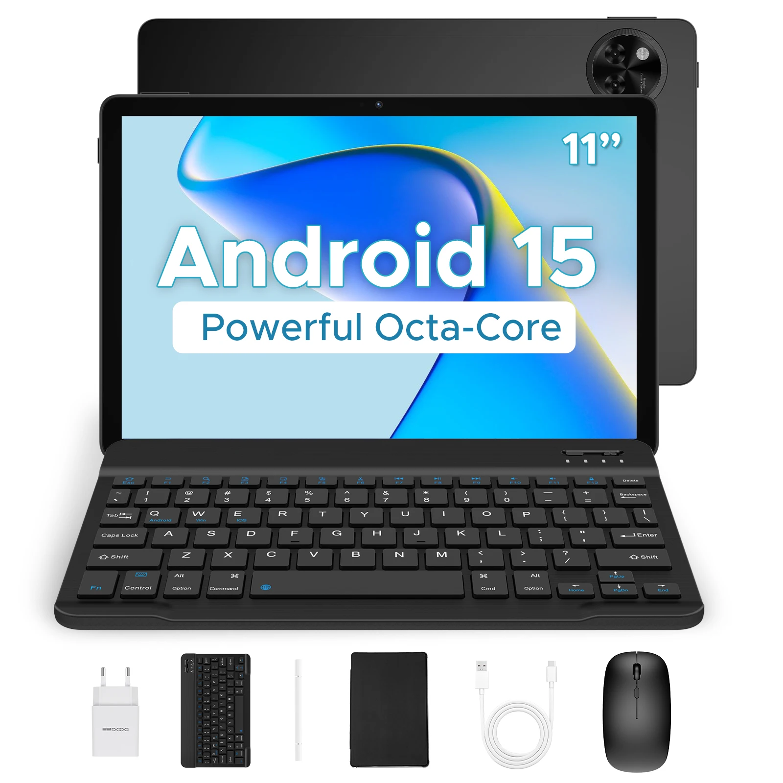 DOOGEE U11 2 in 1 Tablet PC Android 15 16GB(4+12) 128GB 11" Ultra-clear 90Hz Display Unisoc T606 8580mAh Battery Widevine L1