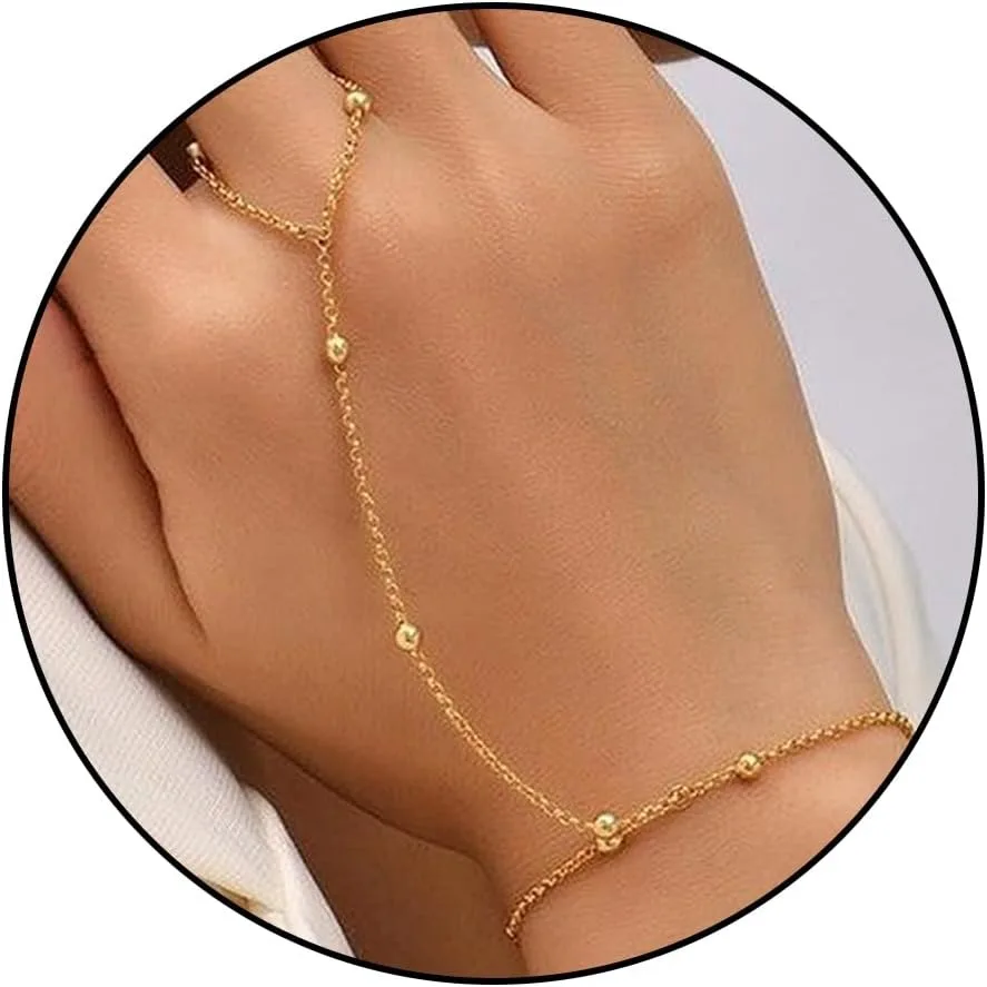Dainty Bracelets for Women Hand Chain for Women Trendy K Gold Plated Hand Chain Jewelry Gift for Women Birthday Gifts Party