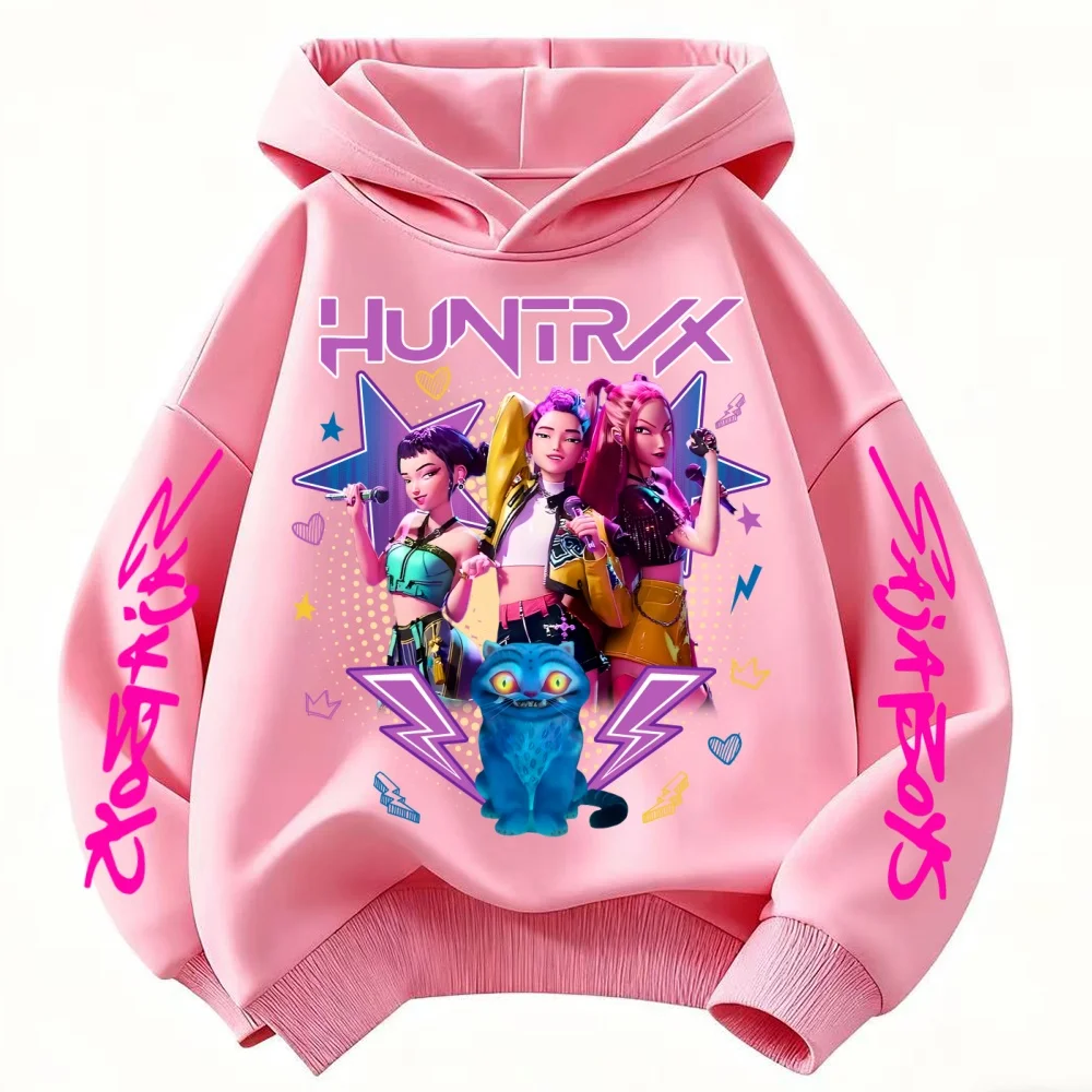 Demon Hunter - Pink Hooded Street Hoodie, Cute Baby, Anime Style Kawaii Long-Sleeved Casual Sportswear