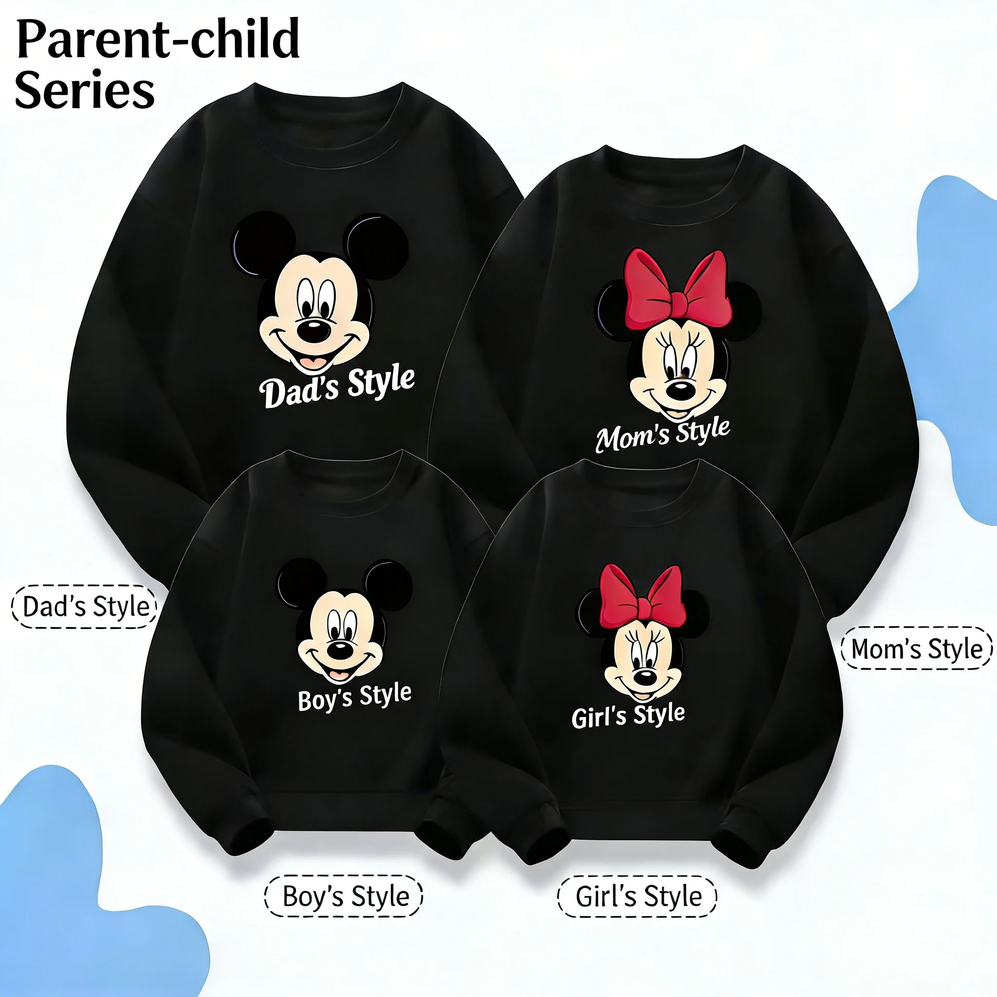 Disney 2026 New Unique Parent Child Clothing for A Family of Three Spring and Autumn Hoodies Mickey Mother Women's Hoodies Top