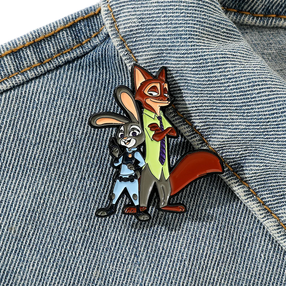 Disney Zootopia 2 Enamel Pins Cute Nick & Judy Animal Brooch Badges Perfect Gifts for Fans Backpack & Bag Accessories