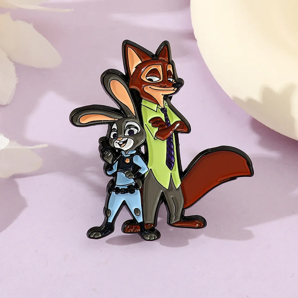 Disney Zootopia 2 Enamel Pins Cute Nick & Judy Animal Brooch Badges Perfect Gifts for Fans Backpack & Bag Accessories