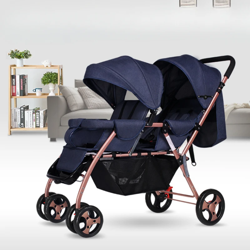 Double Stroller for Twins,Convertible Front/Rear Seats,Ultra-Light One-Hand Fold Design,All-Terrain Wheels with Shock Absorption