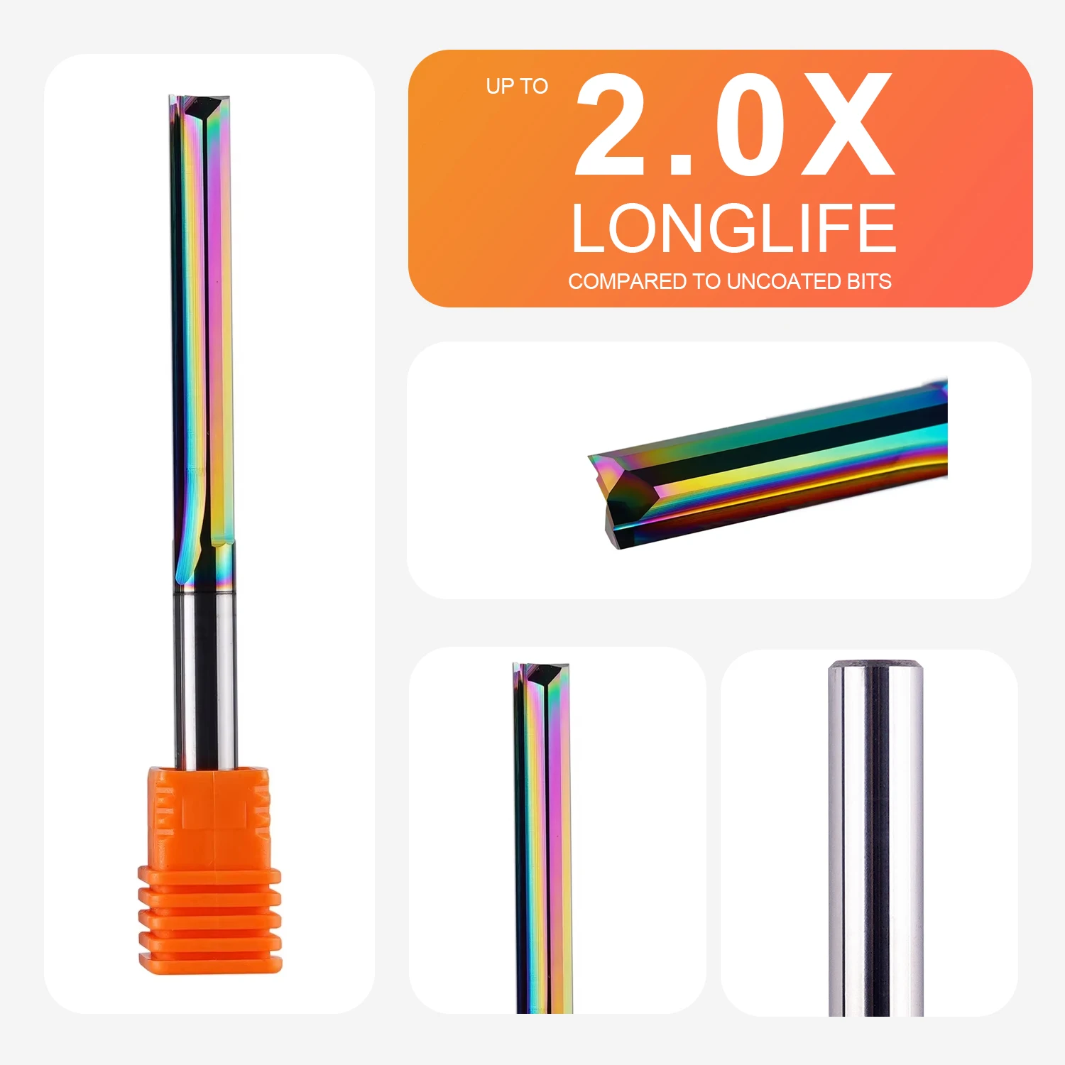 Dreanique 1pc DST2F 3.1 4 6 8mm Shank DLC Coatting 2 Flutes Carbide Straight Flute End Mill Bit Milling Tool Slot Milling Cutter