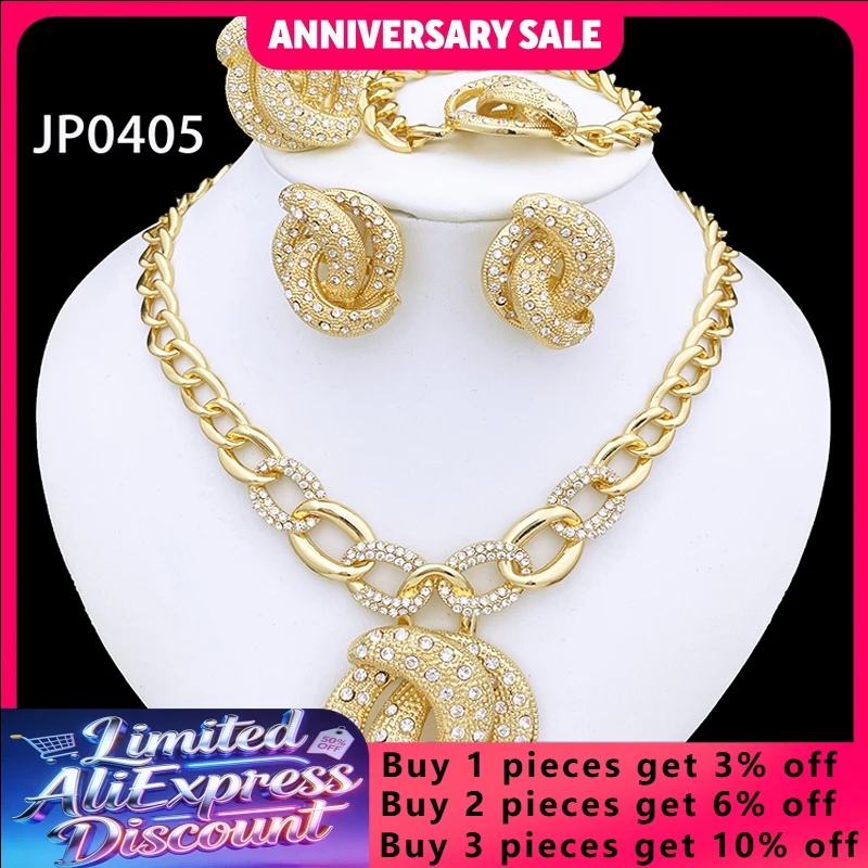 Dubai Nigeria Trending Jewelry Set For Women Luxury Design 18K Gold Plated Necklace Earrings Ring Bracelet Wedding Party Gift