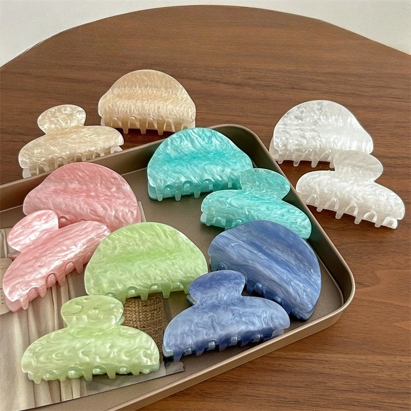 DuoShang 8CM Marble Pattern Acrylic Hair Claw Geometric Claw Clips Korean Trendy Hair Clips for Women Girls Hair Accessories