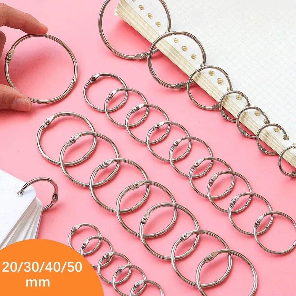Durable Metal Binder Ring Silver/Rose Gold Office Supplies Loose-leaf Ring Clip 20/30/40/50mm Binding Clip Book