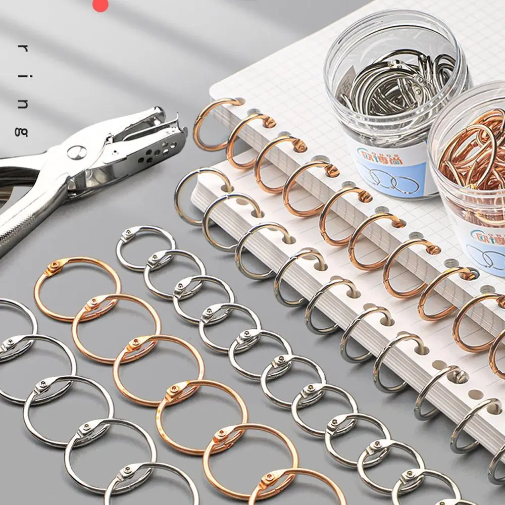 Durable Metal Binder Ring Silver/Rose Gold Office Supplies Loose-leaf Ring Clip 20/30/40/50mm Binding Clip Book