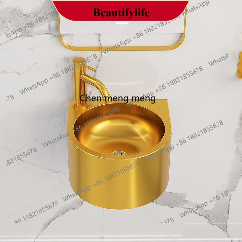 E153 304 stainless steel gold bathroom wall-mounted wash basin wine bar counter wash basin wash basin