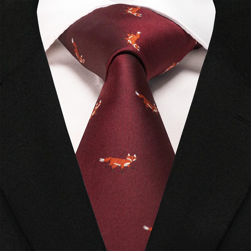 EASTEPIC 8 cm Red Blue Jacquard Ties for Men Men's Necktie Quality Accessory Business Gift Fox Dragon Flamingo Snail Duck Animal
